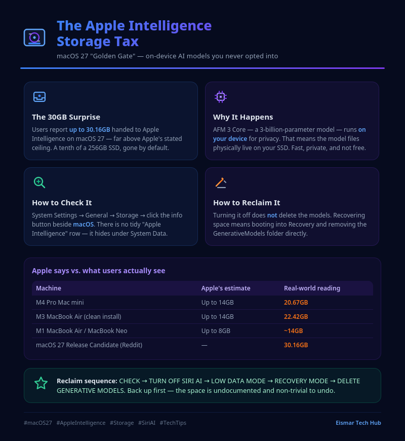 Infographic: Apple Intelligence storage on macOS 27